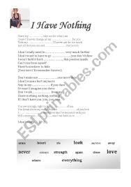 The lyrics in the verse contain an. I Have Nothing By Whitney Houston Esl Worksheet By Anusiarybek