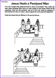 Jesus Heals Paralyzed Man Find Differences Kids Korner Biblewise Jesus Heals Jesus Heals Paralyzed Man Paralyzed Man
