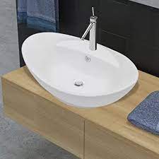 Designer waschbecken für ihr modernes badezimmer dachten sie, ein waschbecken für ihr badezimmer zu finden, sei eine einfache sache? Festnight Luxurioses Keramik Waschbecken Waschschale Waschtisch Badezimmer Waschplatz Aufsatzwaschbecken Oval Und Uberlauf 59 X 40cm Amazon De
