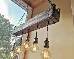 Wood Beam Led Pendant Light Chandelier Wooden Chandelier Etsy Wooden Chandelier Rustic Lighting Wood Chandelier Rustic