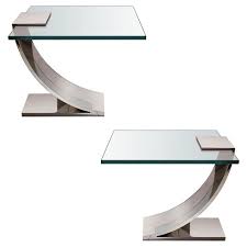 Get 5% in rewards with club o! Pair Of Nickel And Glass Side Tables Table Vdb Collection