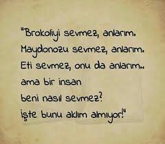 Brokoliyi Sevmez Anlarim Maydonozu Sevmez Anlarim Eti Sevmez Onu Da Anlarim Ama Bir Insan Beni Nasil Sevmez Ist Guzel Soz Ozlu Sozler Alinti Sozler