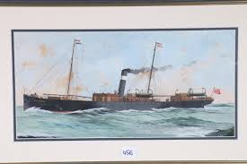A J Jansen, steam ship Rotterdam, oil painting