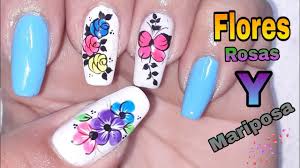 Uñas decoradas flores y mariposas. Decoracion De Unas Flores Y Mariposa Decoracion De Unas En Color Neon Youtube