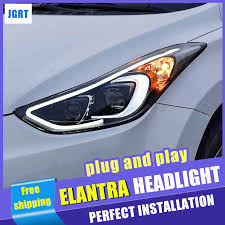Car Styling For Hyundai Elantra Led Headlight Assembly 2013 2016 For Elantra Head Lamp Led H7 With Hid Kit 2 Pcs