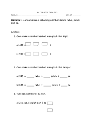 Soalan akhir tahun 4 matematik sjkt. Evidens Pbs Matematik Tahun 2 B2d2e2 Cerakin Nombor