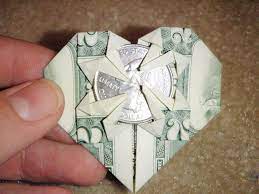 Dollar Bill Origami Heart Dollar Bill Origami Money Origami Origami Heart