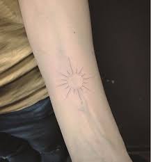 Fine Line Sun Tattoo Sun Small Tattoo Sun Tattoo Tattoos