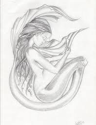 Black And White Mermaid Drawing 8 X 10 Pregnant Mermaid Drawing Black And White Print By Crystal Phillips Ladybugonaleaf 25 00 Mermaid Drawings Drawings Mermaid Art