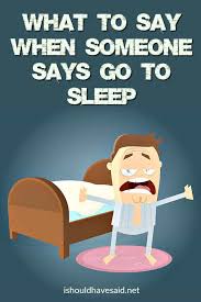 Make your own images with our meme generator or animated gif maker. Clever Replies To Go To Sleep I Should Have Said