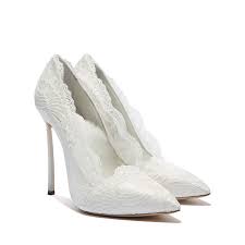 Entdecke trendy pumps mit keilabsatz zu günstigen preisen auf auch auf deiner eigenen hochzeit, kannst du dir das leid auf dünnen high heels ersparen und auf weiße keilabsatz schuhe setzen. Sexy Ivory Creme Spitze Brautschuhe 2019 10 Cm Stilettos Spitzschuh Hochzeit Pumps