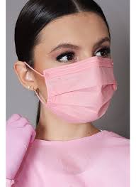 Avental Descartável Rosa com Punho Manga Longa Destak TNT 40g com 5 unidades