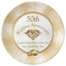 A 50th wedding anniversary is no small achievement and is traditionally celebrated with personalized 50th wedding anniversary gifts. 50th Anniversary Gift Ideas For Friends Family Plate Zazzle Com 50th Anniversary Gifts Golden Anniversary Gifts Anniversary Gifts For Your Boyfriend