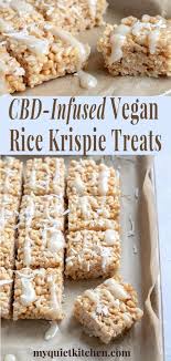 Vegan Crispy Rice Treats Made With Coconut Butter And Brown Rice Syrup Infused With Cbd Oil If You Lik Vegan Rice Krispie Treats Rice Krispies Krispie Treats