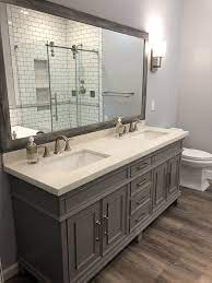 Grey Costco Vanity Grey And White Bathroom Luxury Vinyl Plank Floors Bathroom Vanity Designs Small Bathroom Remodel Vanity Design
