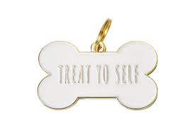 Treat Yo Self Enamel Charm Id Tag White Pet Id Tags Pet Id Personalized Dog Tags