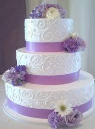 Wedding stationery in purple and gold looks very chic, with laser cut details, glitter touches, creamy ribbons and vintage brooches. White And Lavender Wedding Cake 1774 Lavender Wedding Cake Purple Wedding Cakes Cake