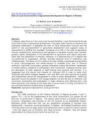 Pdf) Role Of Local Governments In Agricultural Development In Nigeria: A  Review