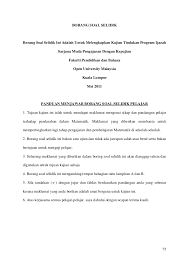 Contoh borang soal selidik tesis. Lampiran A Dan B Borang Maklumat Pelajar Dan Soal Selidik Thesis