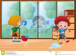 Zona Ilmu 1 Children Cleaning Drawing 3d funny cartoon executive businessman character cleaning with a broom. zona ilmu 1 children cleaning drawing