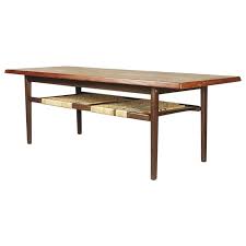 Danish Classic Teak Coffee Table With Cane Shelf 1960s Adjustable Coffee Table Modern Dining Room Tables Coffee Table