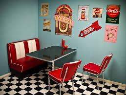 The ceiling and the window frames are also in white, making the room a very nice and cool place to have meals. 24 Cool Collection 50 S Diner Kitchen Retro Dining Rooms Diner Decor Home Decor