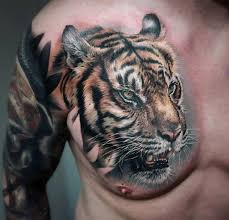 Realistic Tiger Face Cool Chest Tattoos Tiger Tattoo Design Tiger Face Tattoo