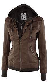 Made By Johnny Mbj Wjc664 Womens Faux Leather Jacket With Hoodie Xxl Coffee Walmart Com In 2020 Faux Leather Jacket Women Leather Jackets Women Real Leather Jacket