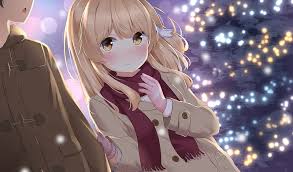 Follow me for images of adorable couples in some great moments❤️❤️❤️❤️. Anime Couple Night Walk Lights Winter Scarf Romantic Blonde Anime Hd Wallpaper Peakpx