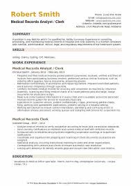 Medical Records Analyst Resume Samples Qwikresume