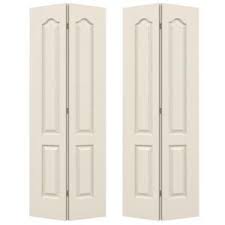 Jeld Wen 36 In X 80 In Camden Primed Textured Molded Composite Mdf Closet Bi Fold Double Door Thdjw179100125 The Home Depot Double Doors Interior Mdf Closet White Bifold Doors