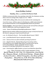 Avon Holiday Festival Sunday, Dec. 2, 2018 at DeMarco Park