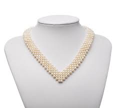 3 4mm Aa Quality Freshwater Cultured Pearl Necklace In V Neck White For Sale Pearls Only Cultured Pearl Necklace Pearl Necklaces Modern Real Pearl Necklace