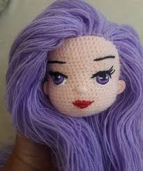 en sevdigim renklerden biridir lila o yuzden bu kez lila sacli bir kiz yapmaya karar verdim bakalim ortaya ne cikacak krose oyuncak orme bebekler tig isleri