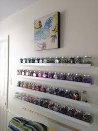 Rajtan Spice Jars From Ikea Work Great For Beads Ribba Picture Ledges Hold These Perfectly Stained Glass Studio Bead Organization Craft Room
