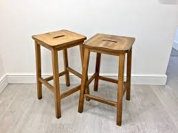 Vintage Industrial Elm Lab Stools From Liverpool University Etsy Mid Century Stools Vintage Office Chair Vintage Industrial