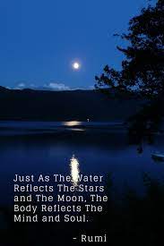 Seek out the source which shines forever. Rumi Quote Just As The Water Reflects The Stars And The Moon The Body Reflects And Mind And Soul Rumi Quotes Rumi Rumi Quotes Soul