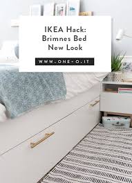 Ikea Hack Add Some Brass Pulls To The Brimnes Bed To Spruce Up Your Bedroom One O Diy Brimnes Bed Ikea Hack Bedroom Brimnes