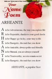 Acrostic Name Poem Acrostic Poem For Your Name Arheante A Popular Face A Is For Adventurous The Way You Explore Life R Is Acrostic Poems Acrostic Poem
