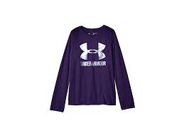 Under Armour Kids Big Logo Long Sleeve Big Kids Purple White Constellation Purple Girl S Clothing Train Lik Clothes Under Armour Apparel Under Armour Kids