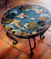 Mosaic Koi Table Custom Order Tabletop 30 End Table Mosaic Koi Table Mosaic Art Mosaic Crafts Mosaic Table Mosaic Glass