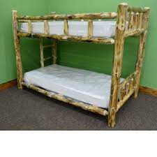 Northern Rustic Pine Log Bunk Bed Twin Over Queen Amish Log Furniture