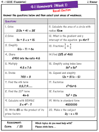 Gcse Maths 9 1 Homework Book Half Term 1 Foundation Gcse Math Math Homework Math