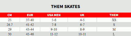 Them Skates Size Chart