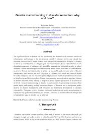 Pdf Gender Mainstreaming In Disaster Reduction Why And How