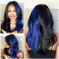 We Are Looking For Deep Blue Black Hair Color To Enlarge We Are Looking For Deep Blue Black Hair In 2020 Hair Color For Black Hair Half Colored Hair Two Color Hair