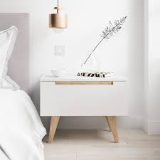 Bedside tables white and oak. White Wooden Bedside Table With Solid Oak Legs Olsen Collection Tommy Swiss