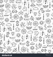Idea Concept With Various Items Vector Seamless Pattern Hand Drawn Doodle Random Objects Background Spons Mini Drawings Easy Doodle Art Tattoo Doodles Simple