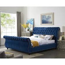Matos Tufted Upholstered Sleigh Bed Velvet Bed Frame Upholstered Sleigh Bed Upholstered Beds