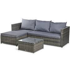 Vonhaus Rattan Corner Sofa Set Large Conservatory Garden Patio Set With Cushions Armrests Gla Rattan Corner Sofa Rattan Garden Furniture Corner Sofa Set